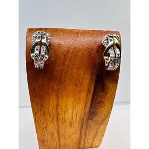 Sterling Silver and Rhinestone Knot Earrings with Goldtone Finish